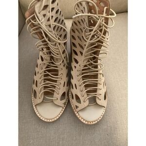 ‎Jeffrey Campbell laser cut lace up heels